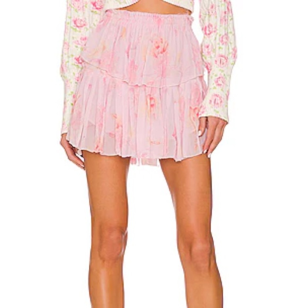 LoveShackFancy Ruffle Mini Skirt in Summer morning